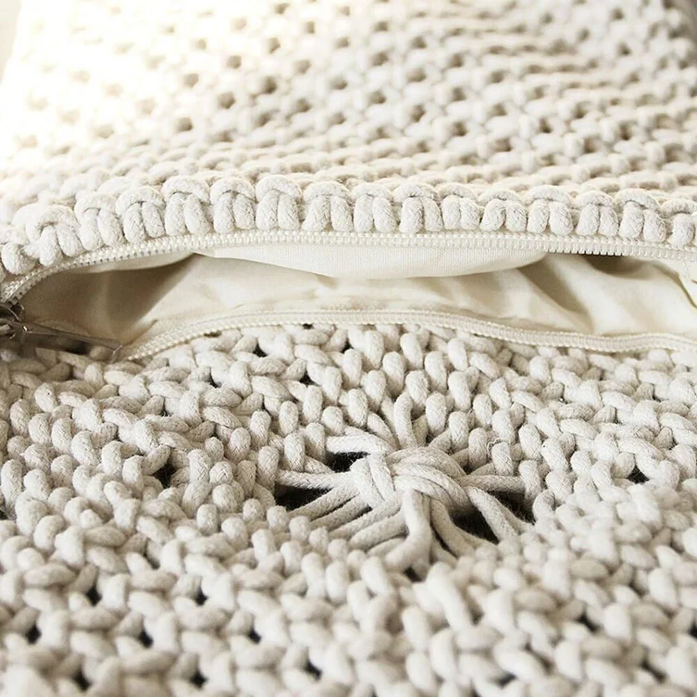 Womens Cotton Linen Crochet Shoulder Bag Tote Tassel Bohemian Purse